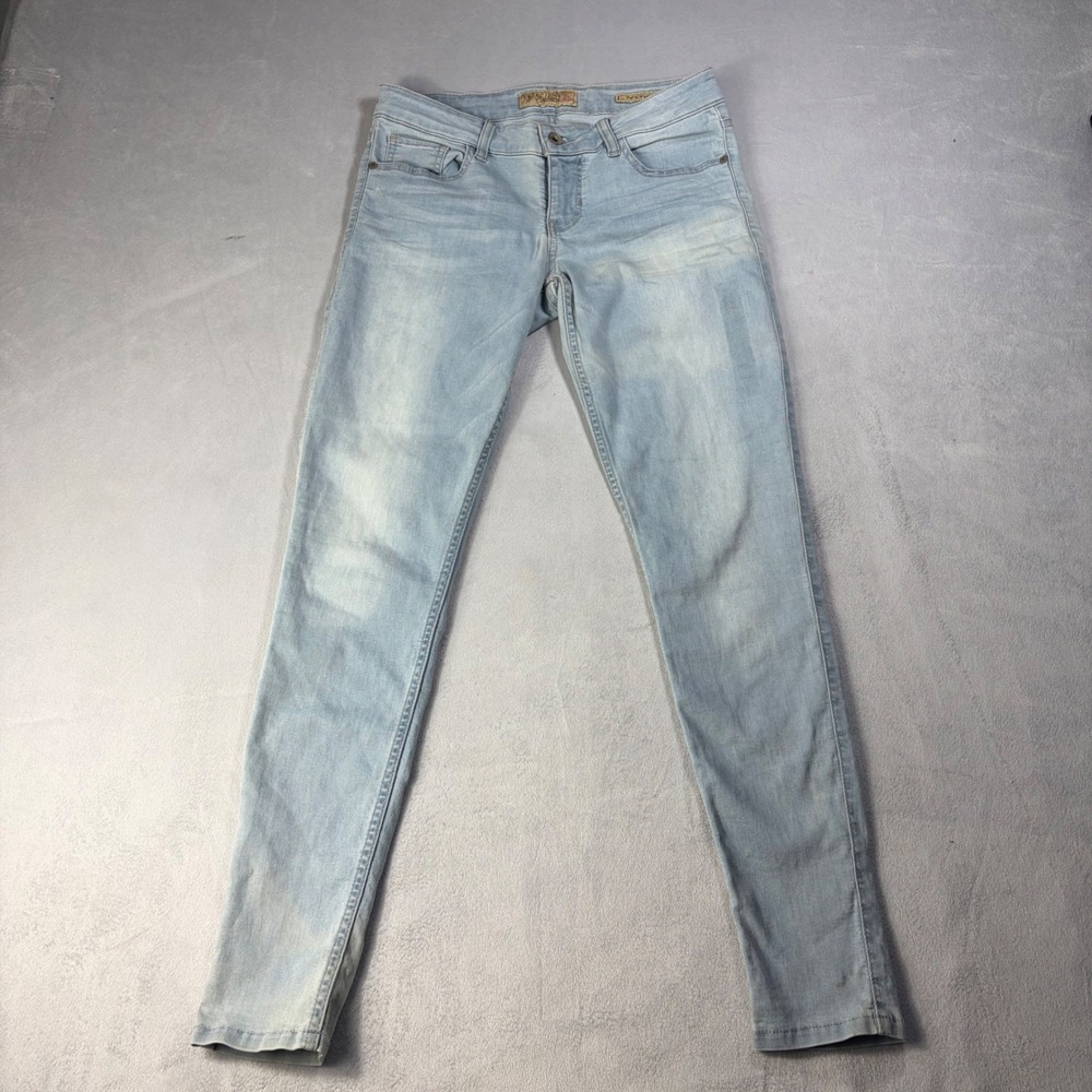 Guess Power Skinny Jeans Womens 28 Light Wash Blue Low Rise Stretch WB0034R01U7